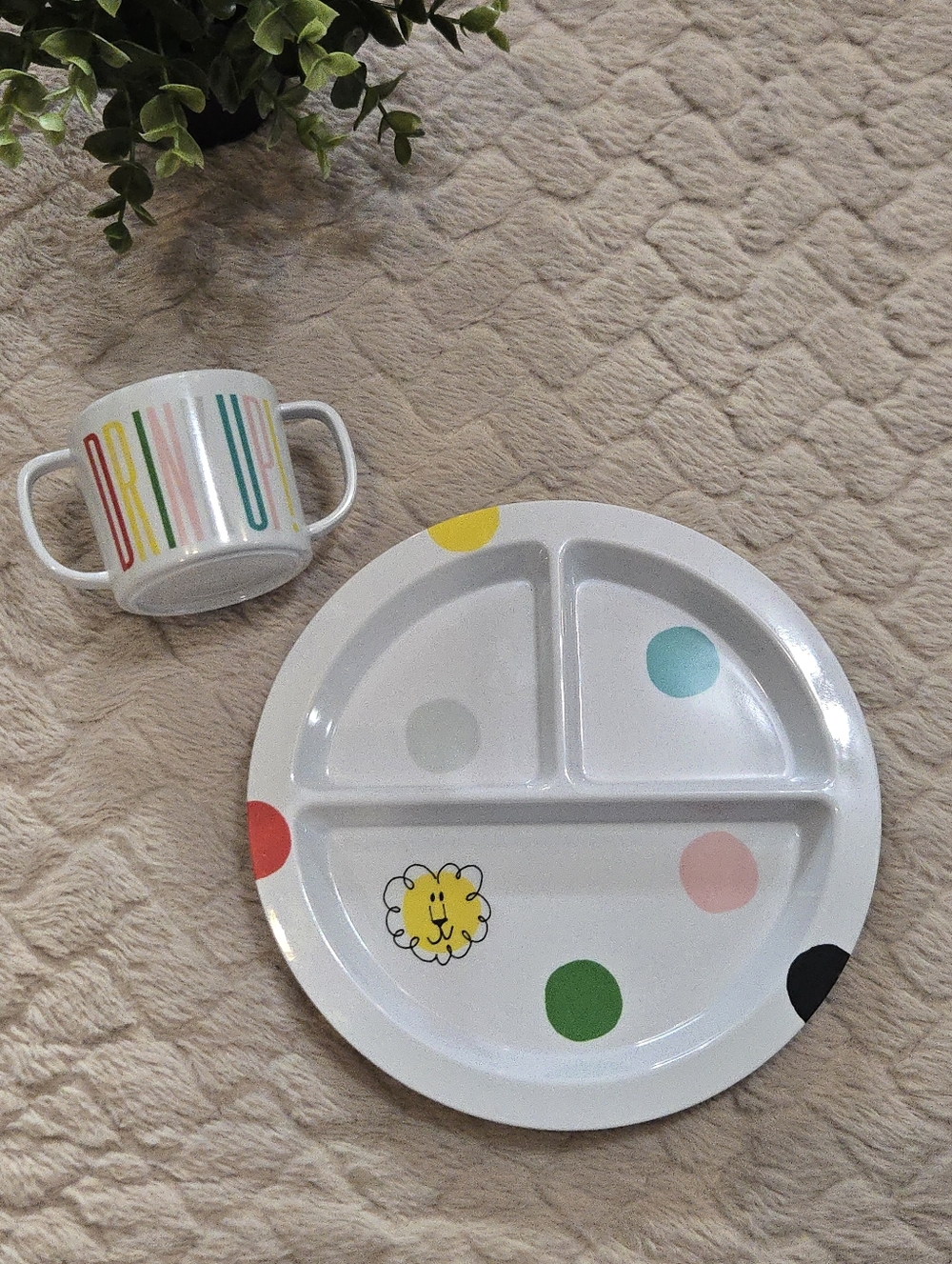 Kate Spade Hey Baby Melamine Divided Child's Plate and Cup